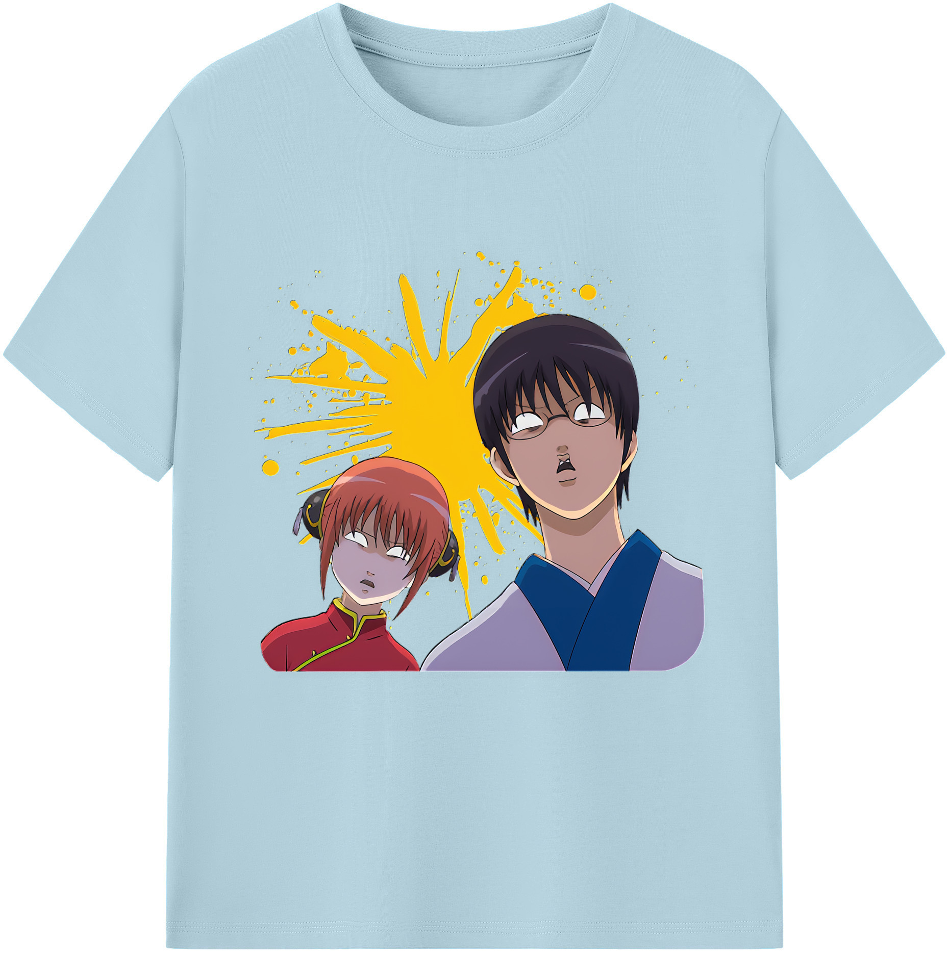（画像用） ぎんたま 坂田銀時（さかたぎんとき） 神楽 志村新八（しむら しんぱち） GINTAMA Sakata Gintoki Kagura Shimura Shinpachi 綿100％半袖Tシャツ（フロントプリント）